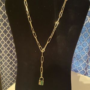 Gold plated lock and chain lecklace